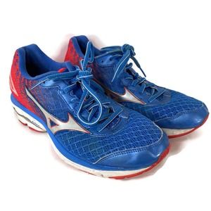 Mizuno Wave Rider 19 Womens 9.5 Running Sneakers Shoes X10 410736.3K73 Blue Red